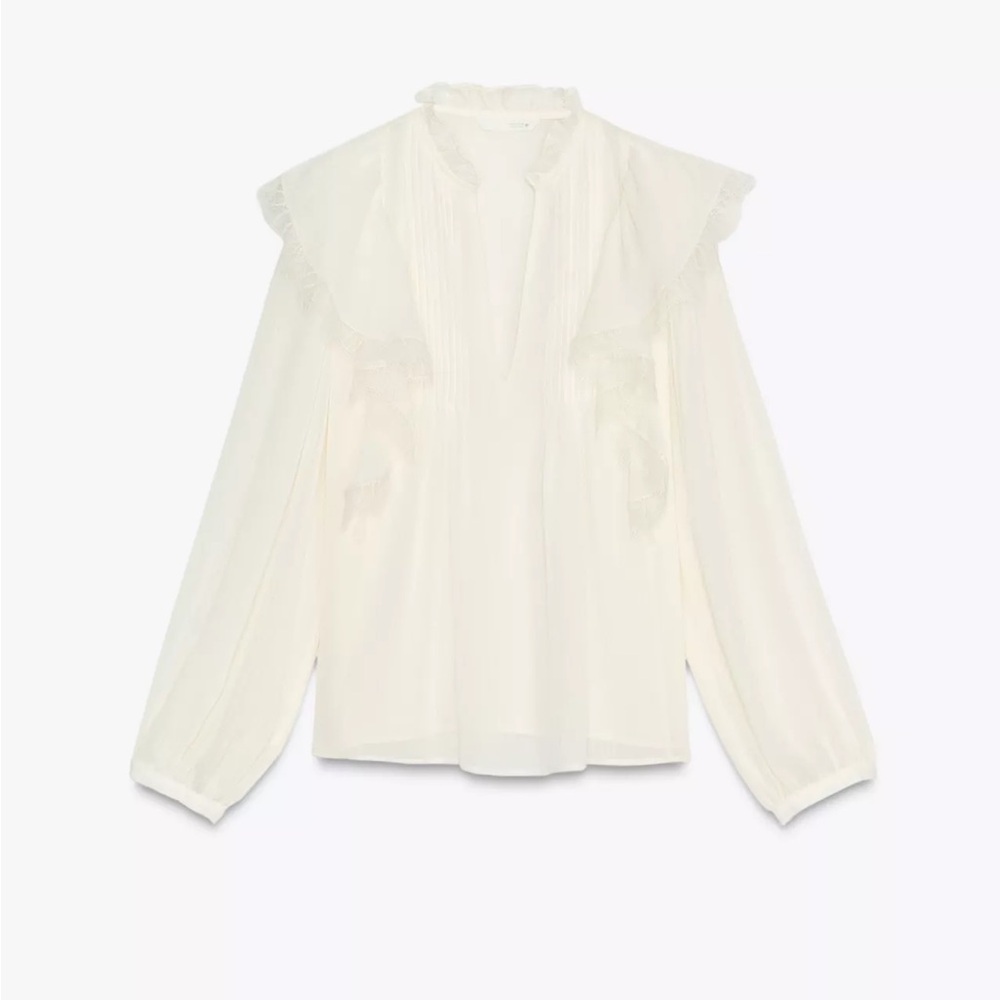 ZARA bohemian lace ruffle blouse